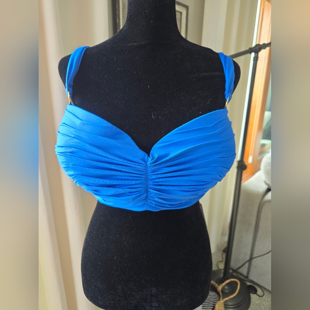 Blue Rod Beatte -Women's Ruched underwire Bikini Top 36DD